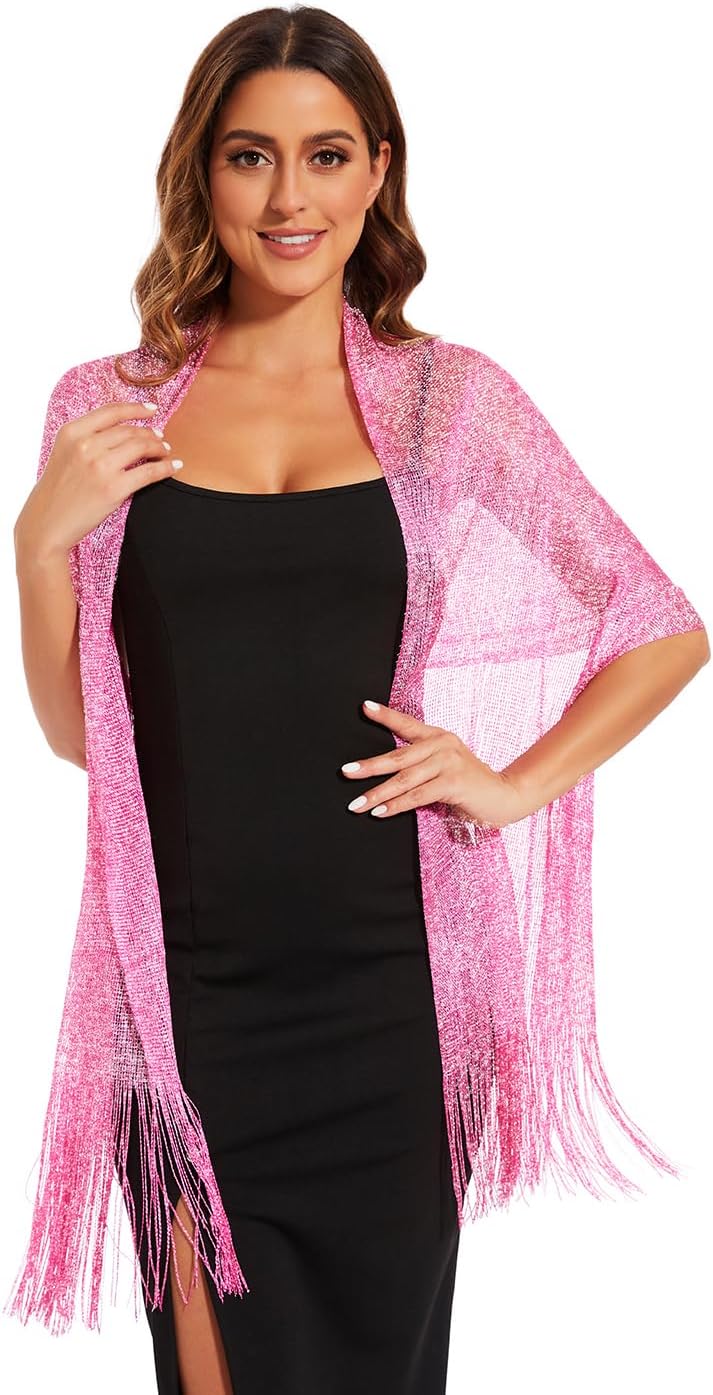 KUNINDOME Sparkling Metallic Shawls and Wraps with Buckle,for Evening Dresses Party Wedding Bride Bridesmaid - Image 1